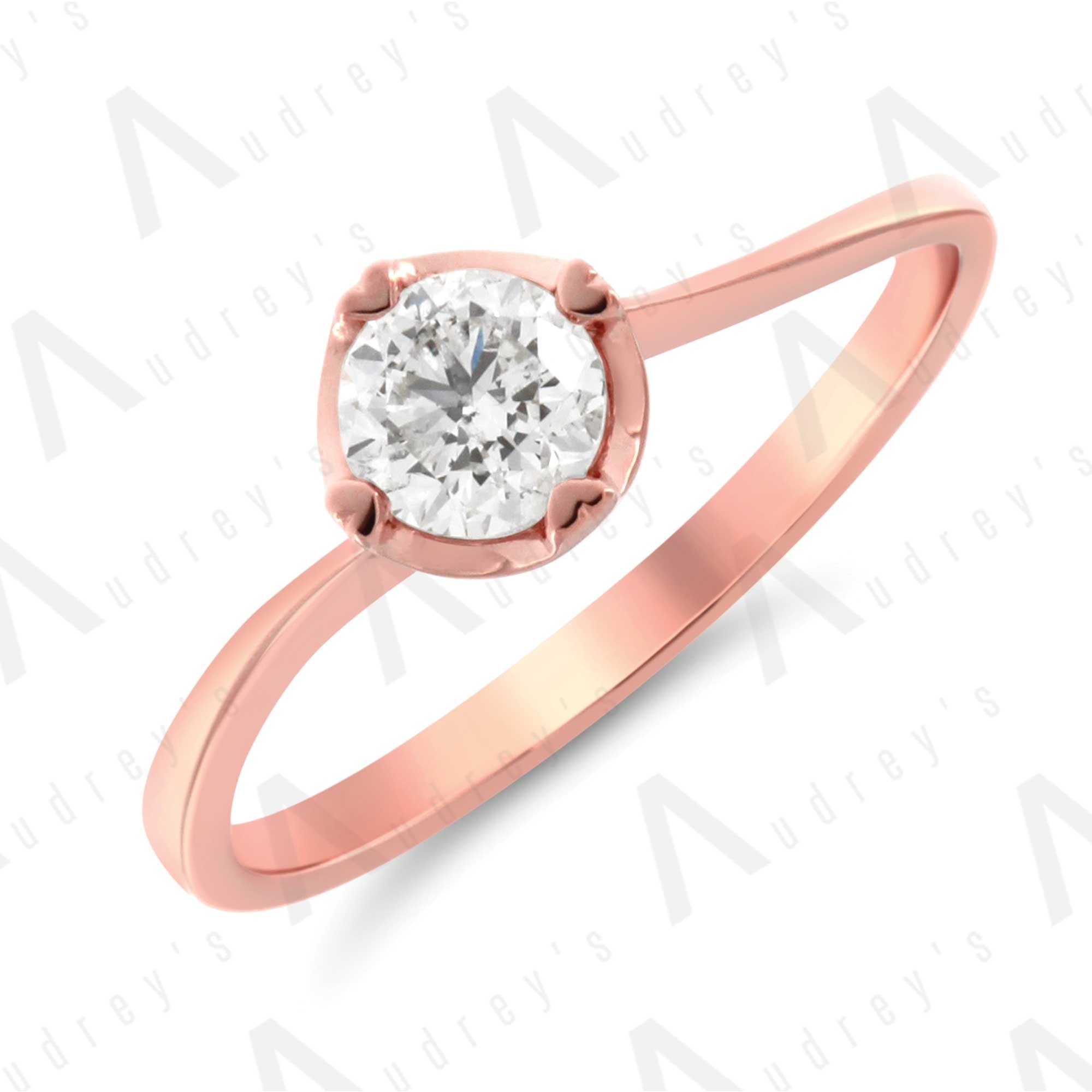 Rose Gold Rose Solitaire Diamond Engagement Ring