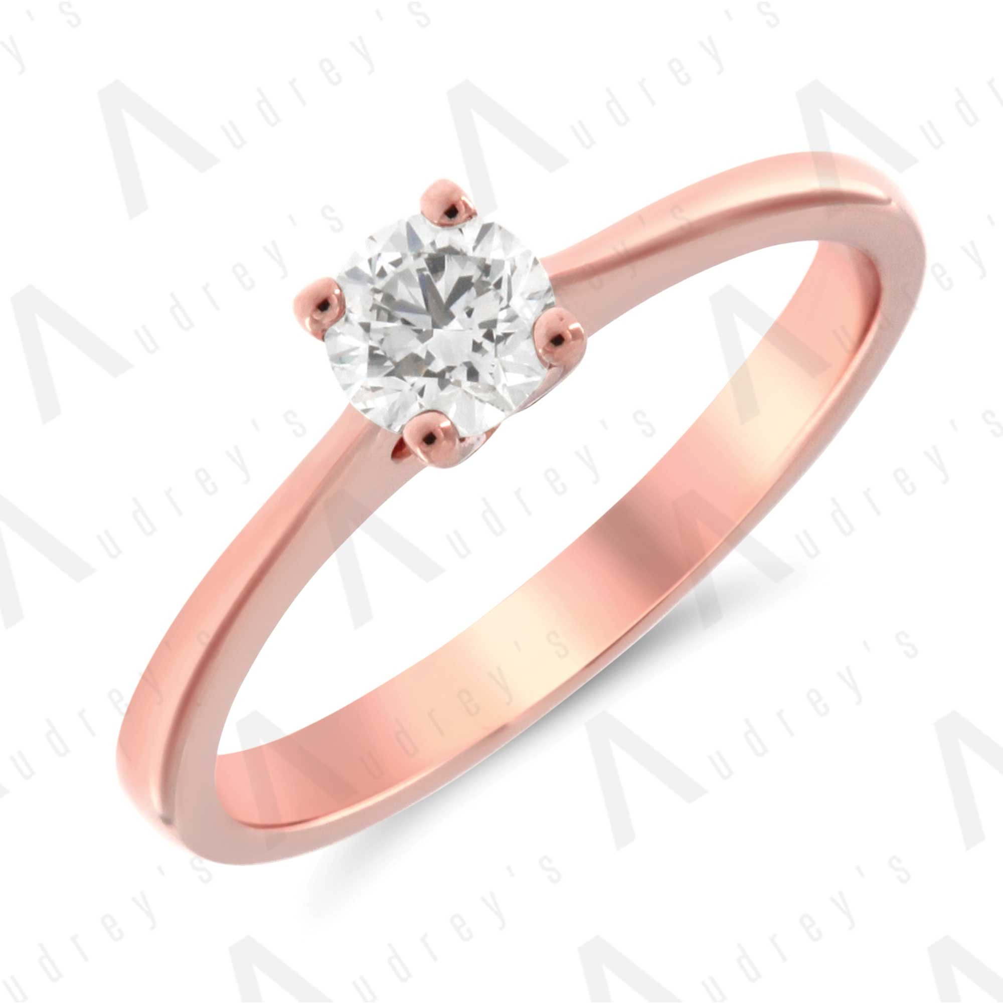 Rose Gold Solitaire Diamond Engagement Ring