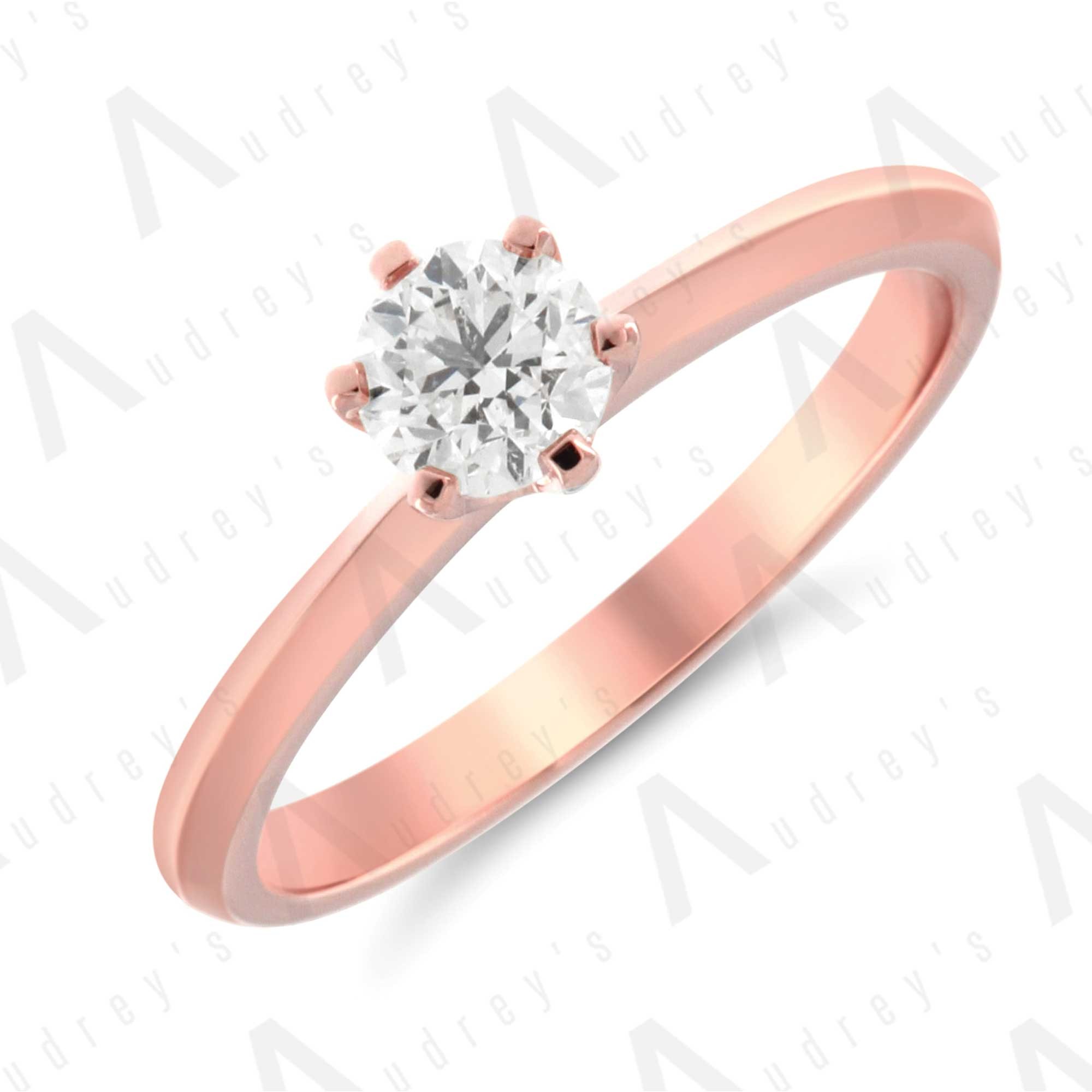 Rose Gold 18K LINDA Solitaire Diamond Engagement Ring
