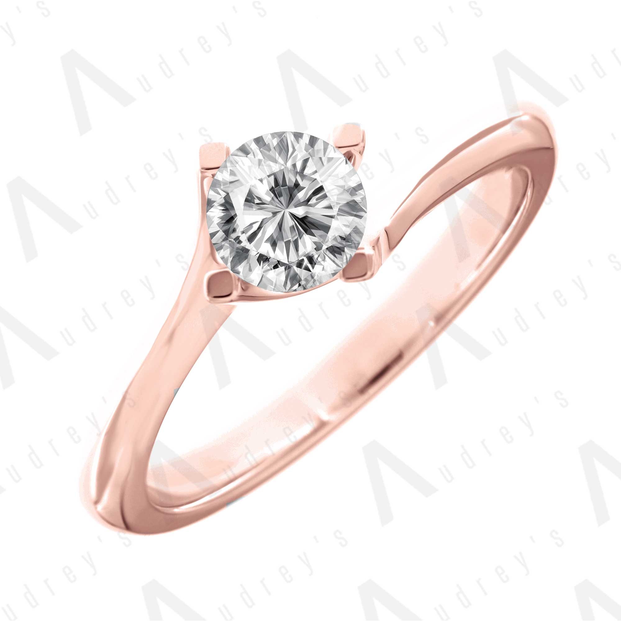 Rose Gold Solitaire Diamond Engagement Ring
