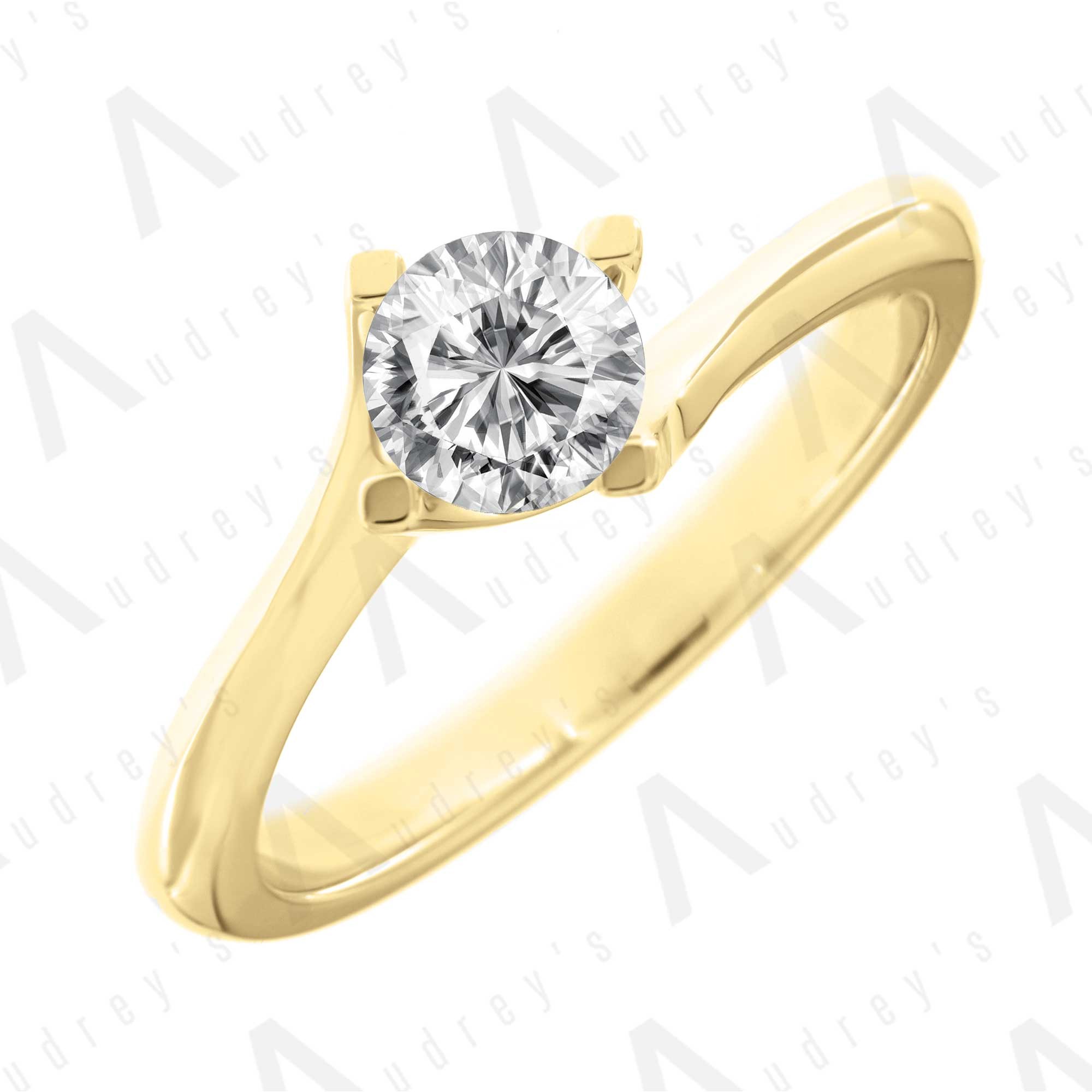 Yellow Gold Solitaire Diamond Engagement Ring