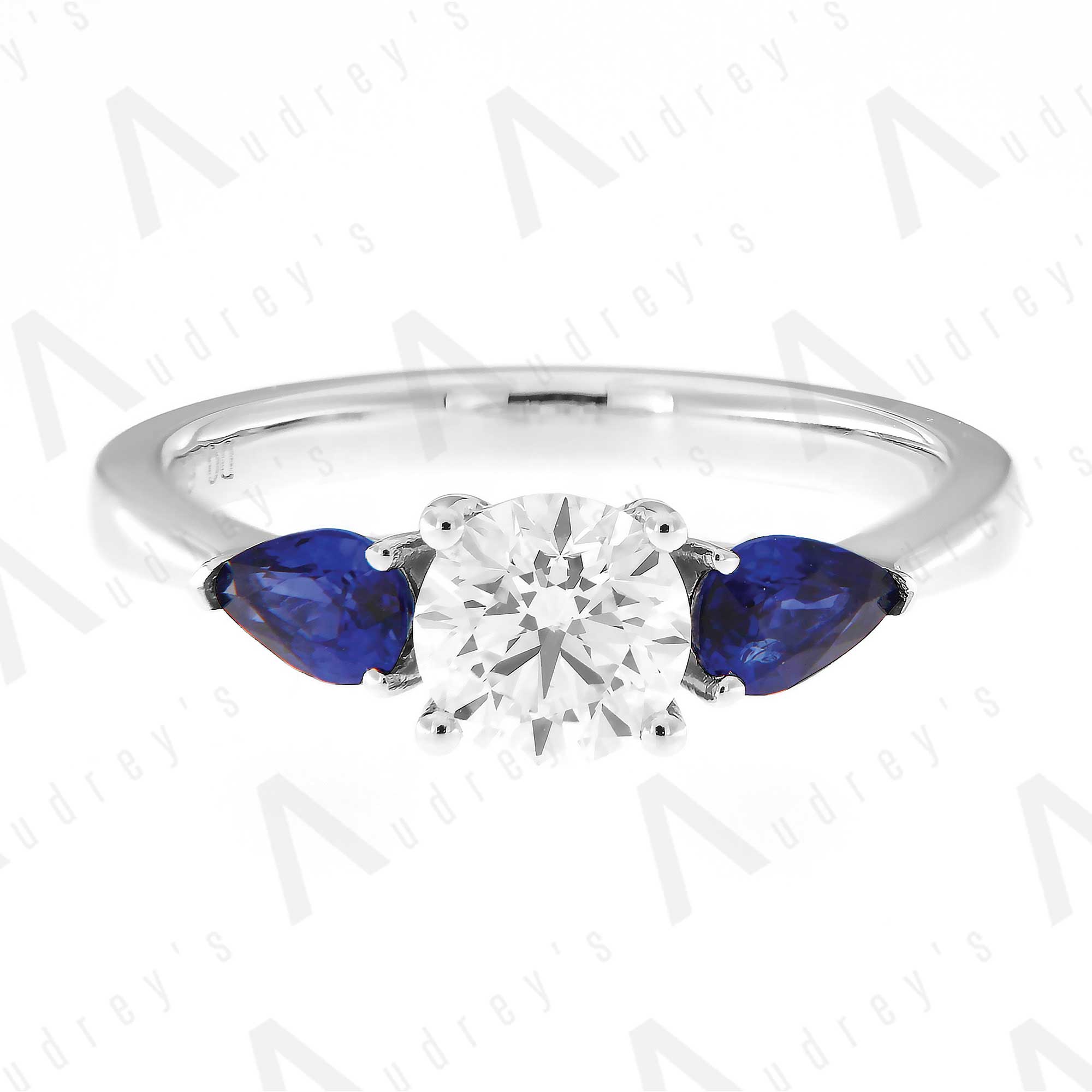 Sapphire and Diamond Solitaire Diamond Engagement Ring