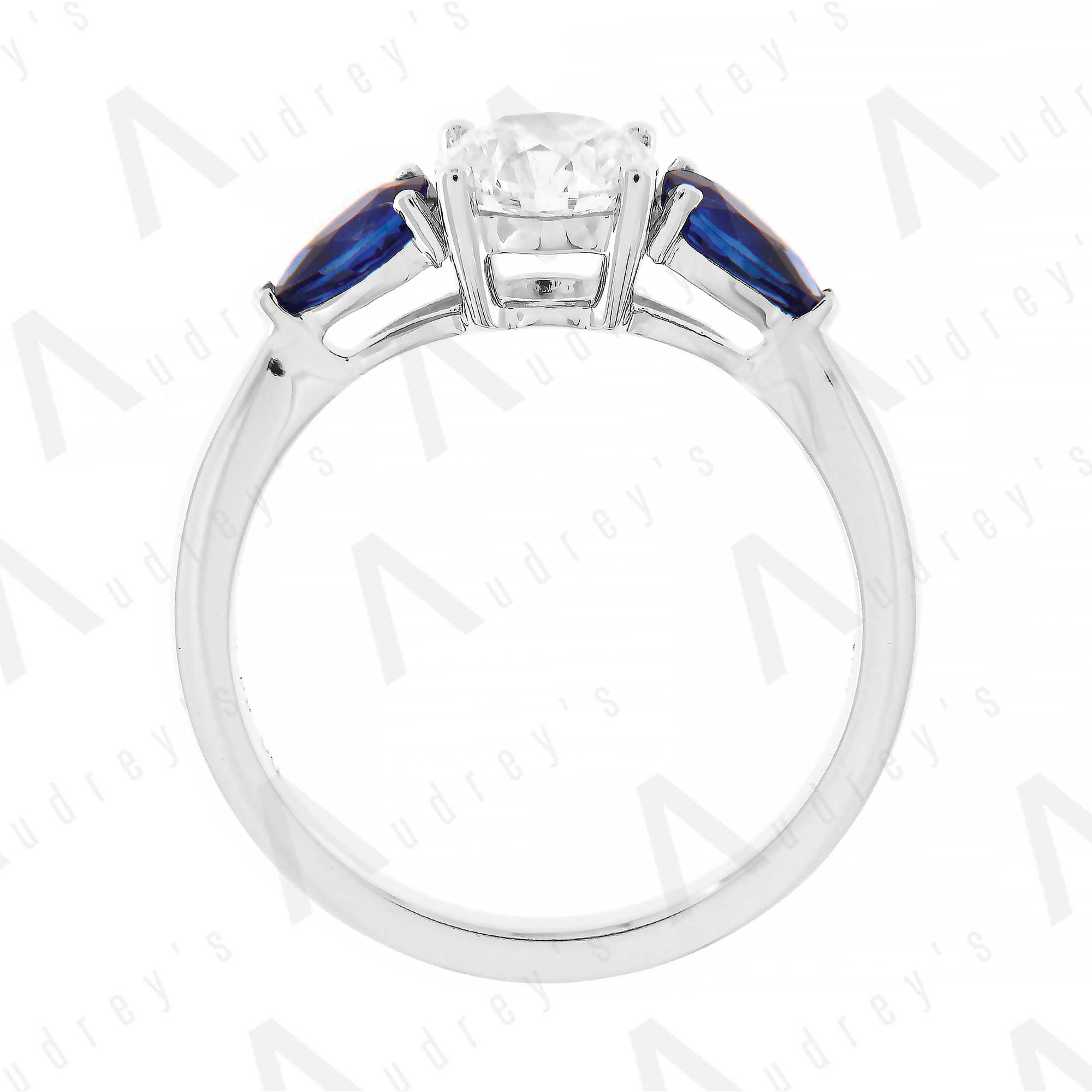 Sapphire and Diamond Solitaire Diamond Engagement Ring