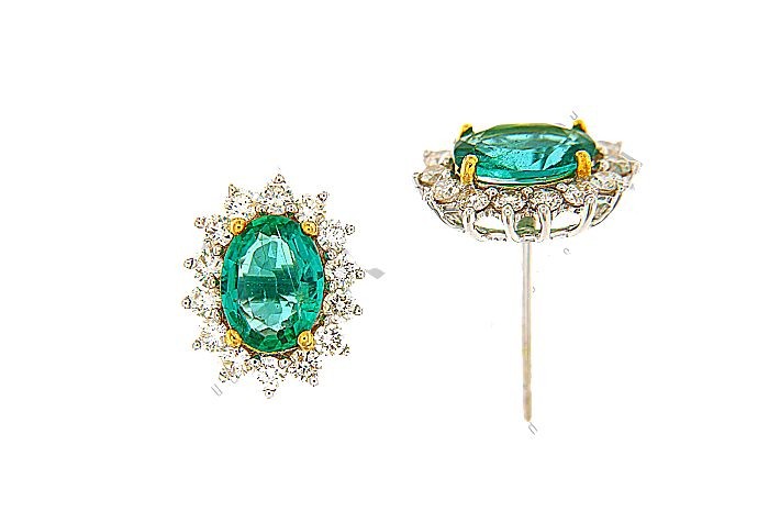 Emerald Diamond Fancy Earring Stud