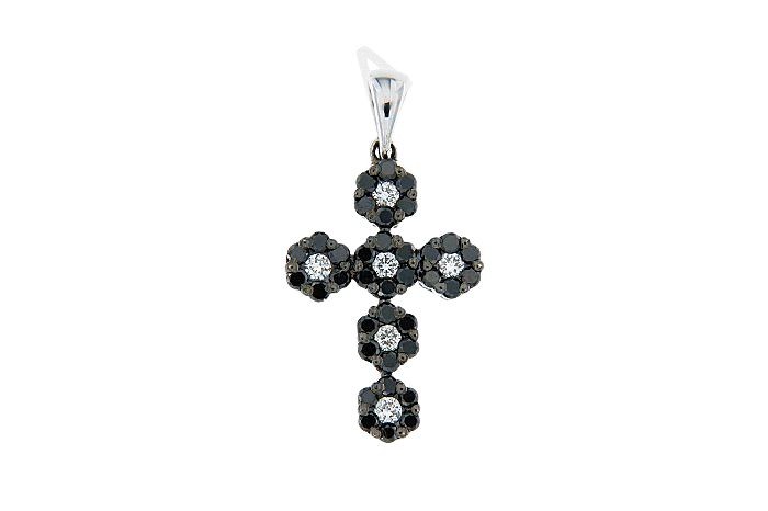 Black/White Diamond Cross Pendant