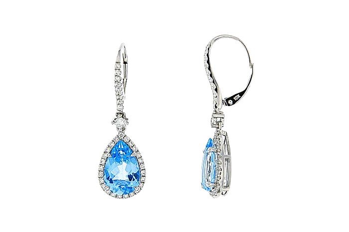 Oval-Shape Aquamarine Diamond Earring 