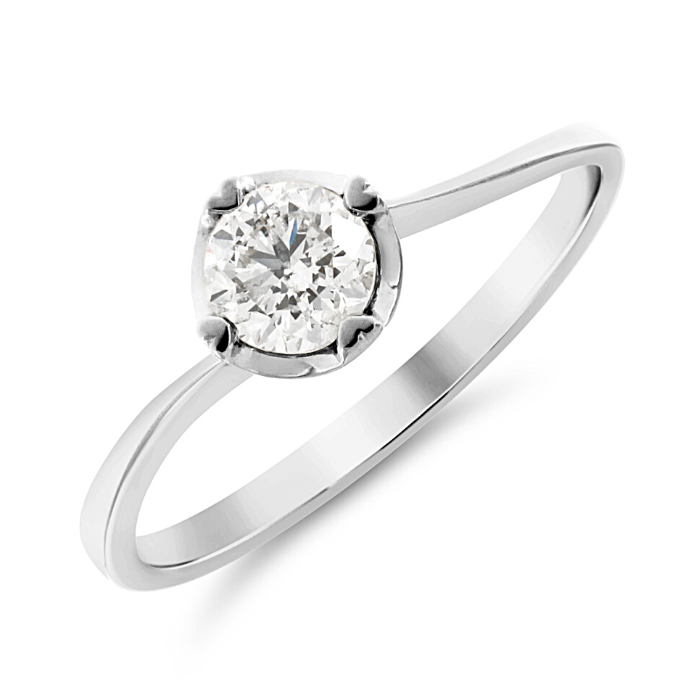 White Gold 18K Rose Solitaire Diamond Engagement Ring